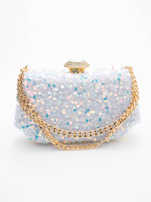 [2way]オーロラスパンコールビジュークラッチバッグ