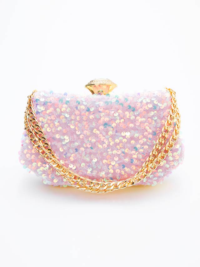 [2way]オーロラスパンコールビジュークラッチバッグ