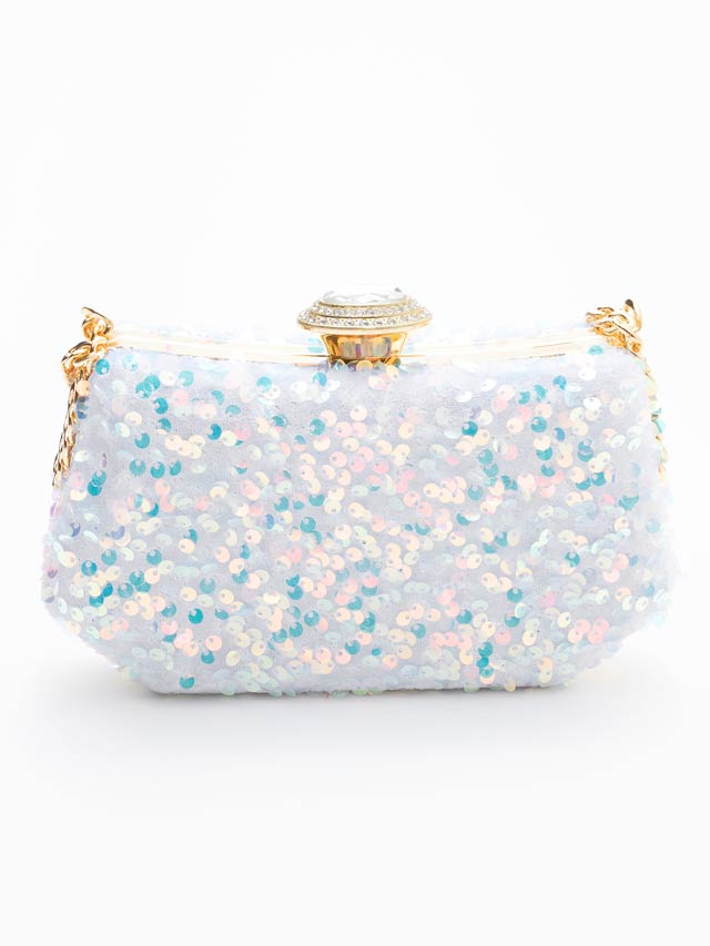 [2way]オーロラスパンコールビジュークラッチバッグ