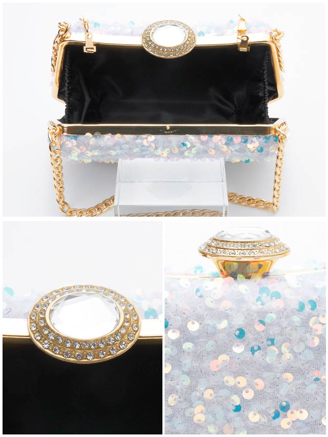 [2way]オーロラスパンコールビジュークラッチバッグ