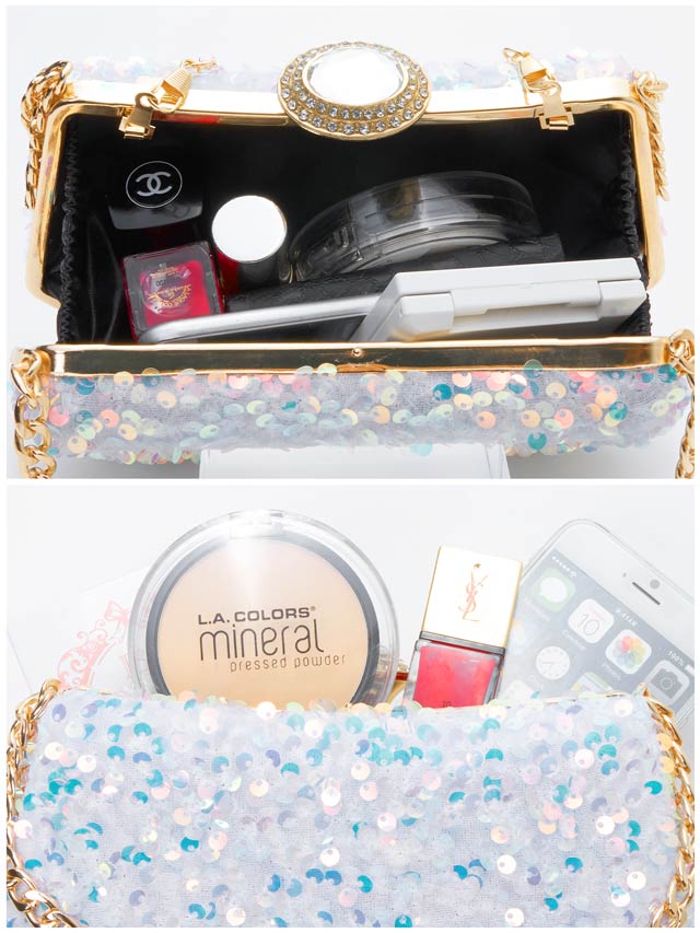 [2way]オーロラスパンコールビジュークラッチバッグ