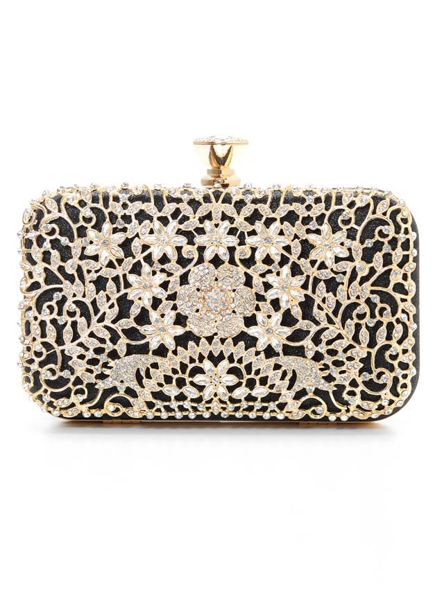 [2way]ゴージャスラメフラワービジュークラッチバッグ