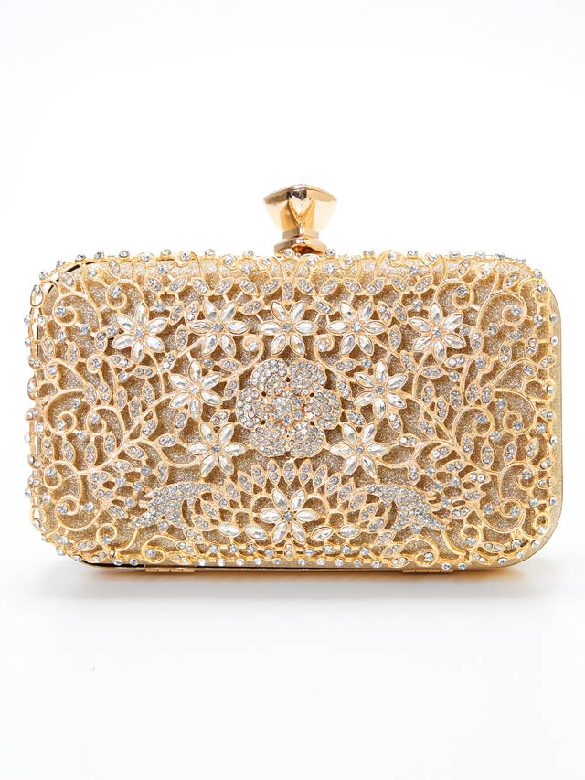 [2way]ゴージャスラメフラワービジュークラッチバッグ