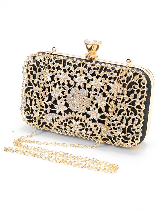 [2way]ゴージャスラメフラワービジュークラッチバッグ