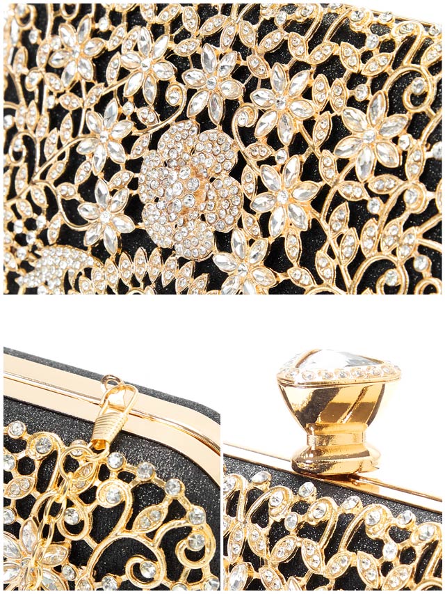 [2way]ゴージャスラメフラワービジュークラッチバッグ