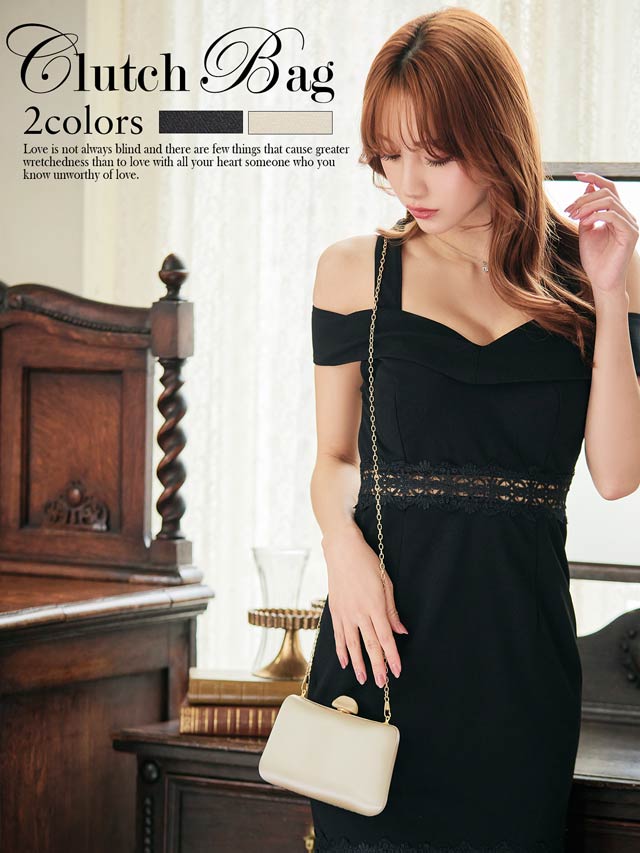 [2way]グロッシーサテンクラッチバッグ