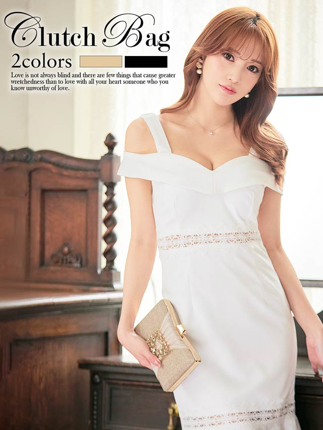 [2way]シャイニープリーツスクエアビジュークラッチバッグ