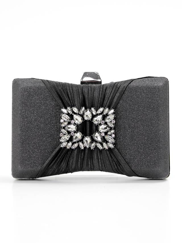 [2way]シャイニープリーツスクエアビジュークラッチバッグ