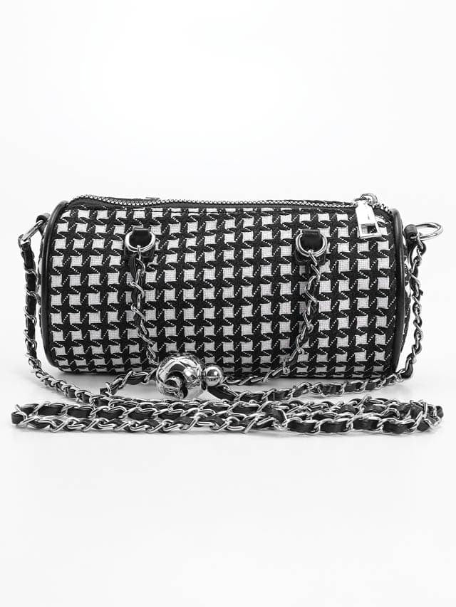 ツイードチェックシリンダーショルダーバッグ