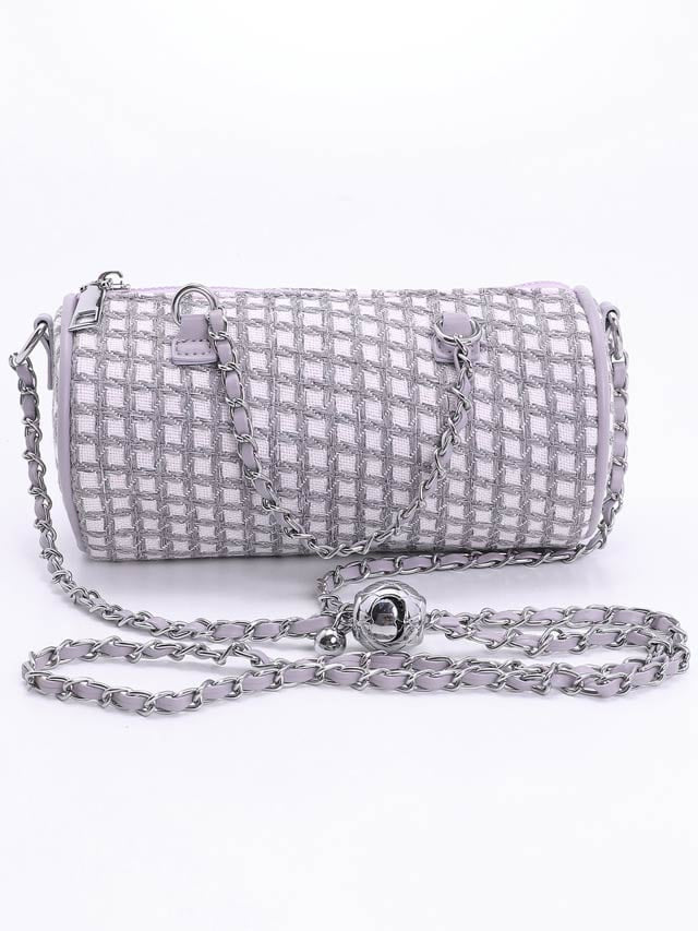 ツイードチェックシリンダーショルダーバッグ