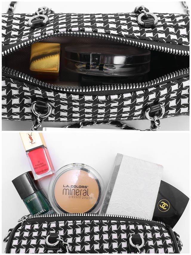 ツイードチェックシリンダーショルダーバッグ