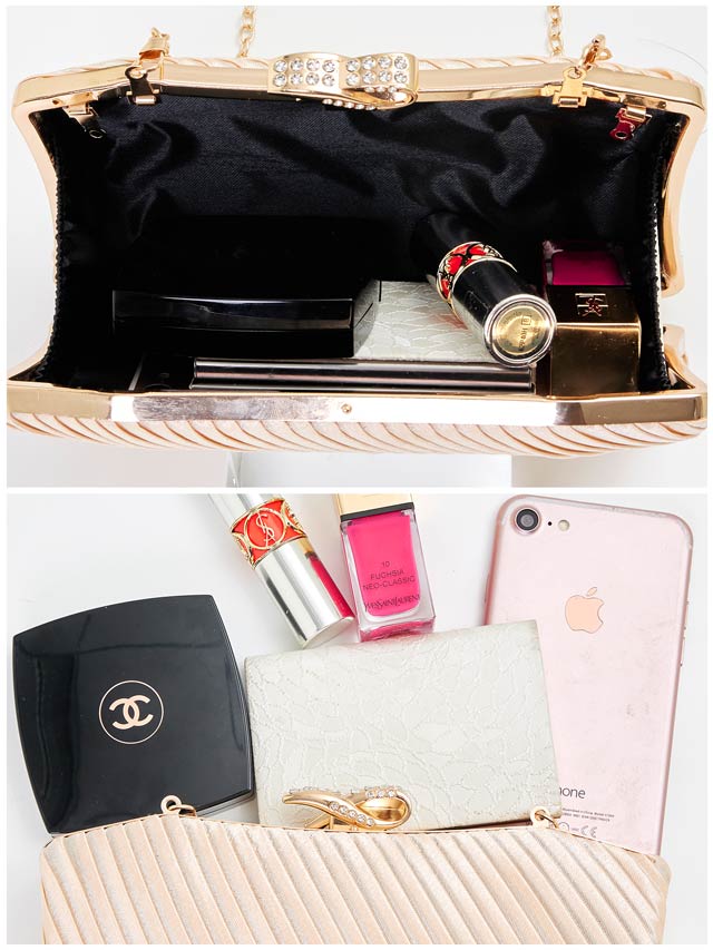 [2way]サテンプリーツアシンメトリーパールハンド＆ショルダーバッグ