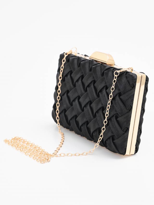 [2way]ブレイドサテンスクエアクラッチバッグ