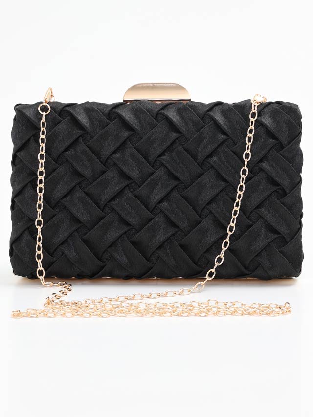 [2way]ブレイドサテンスクエアクラッチバッグ