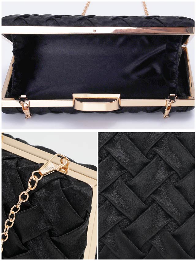 [2way]ブレイドサテンスクエアクラッチバッグ