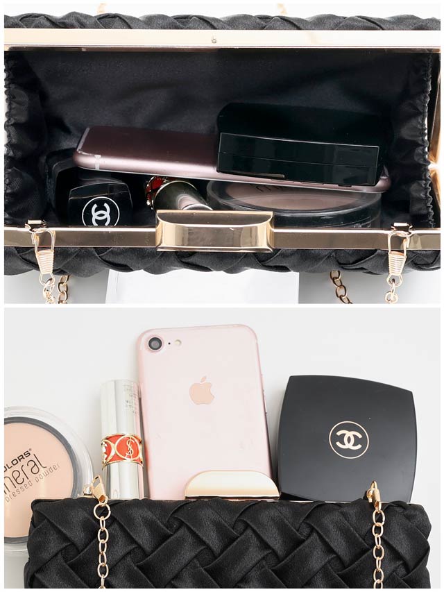 [2way]ブレイドサテンスクエアクラッチバッグ