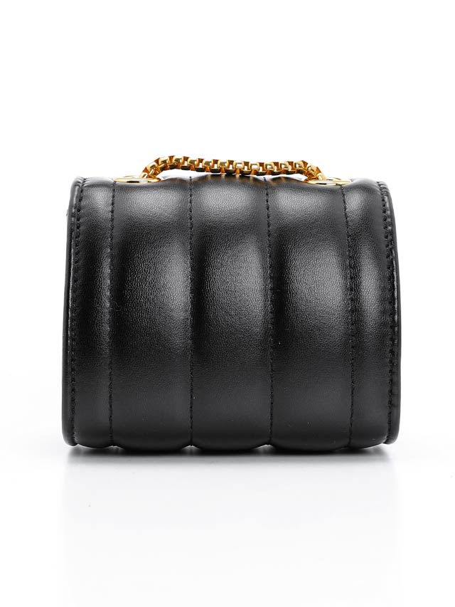 キルティングラウンドゴールドバックルショルダーバッグ