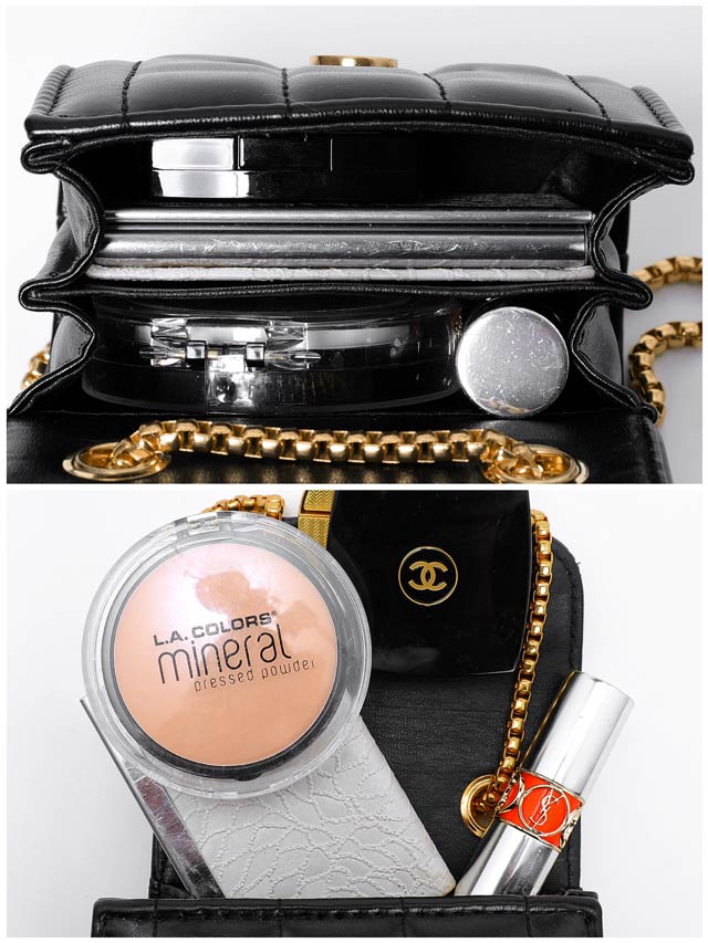 キルティングラウンドゴールドバックルショルダーバッグ