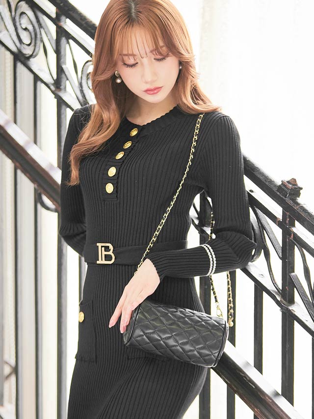 キルティングシリンダーショルダーバッグ