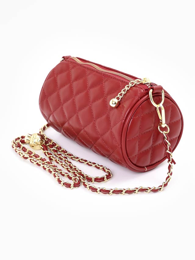 キルティングシリンダーショルダーバッグ