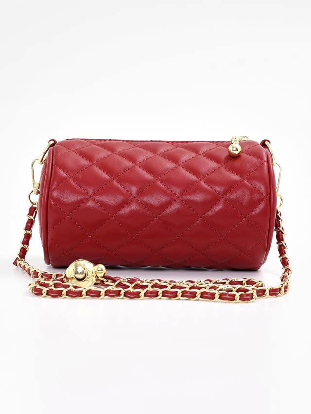 キルティングシリンダーショルダーバッグ