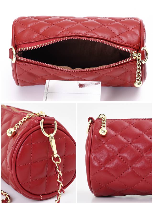 キルティングシリンダーショルダーバッグ