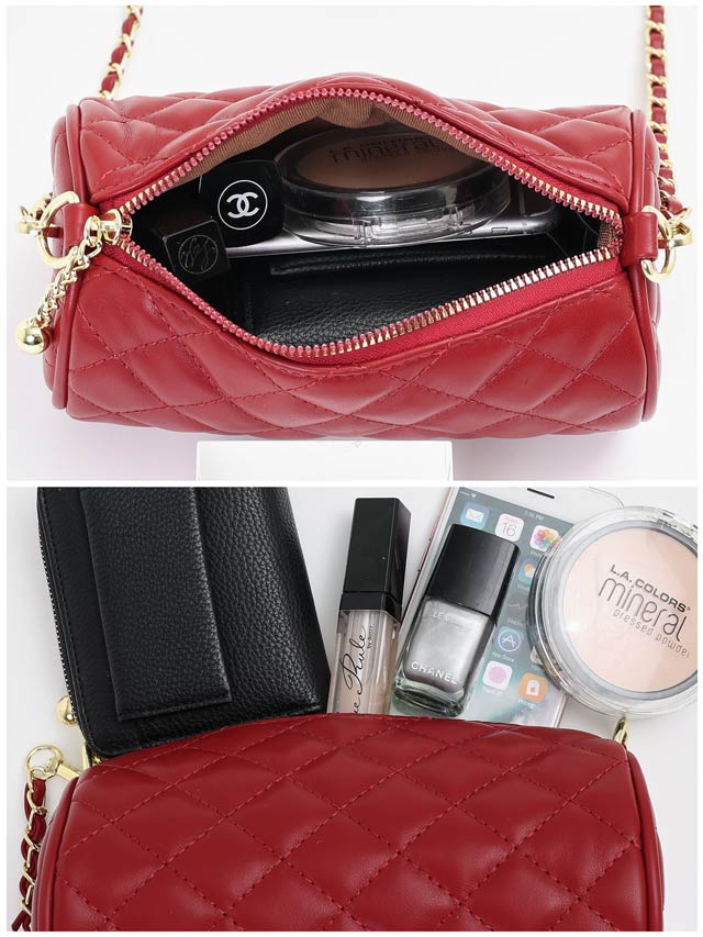 キルティングシリンダーショルダーバッグ