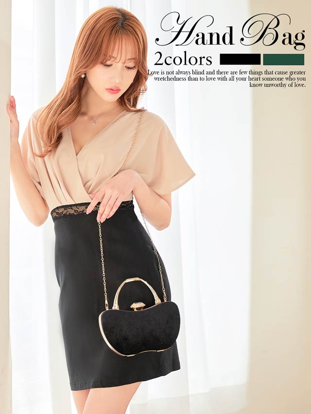 ベロアハンドルクラッチバッグ
