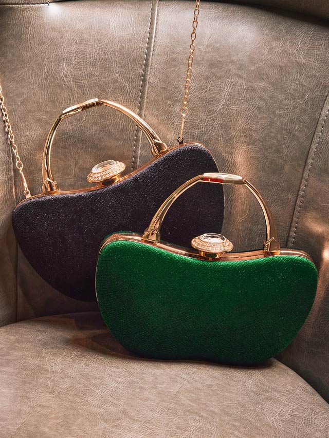 ベロアハンドルクラッチバッグ