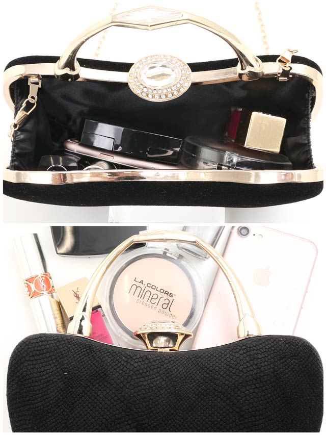 ベロアハンドルクラッチバッグ