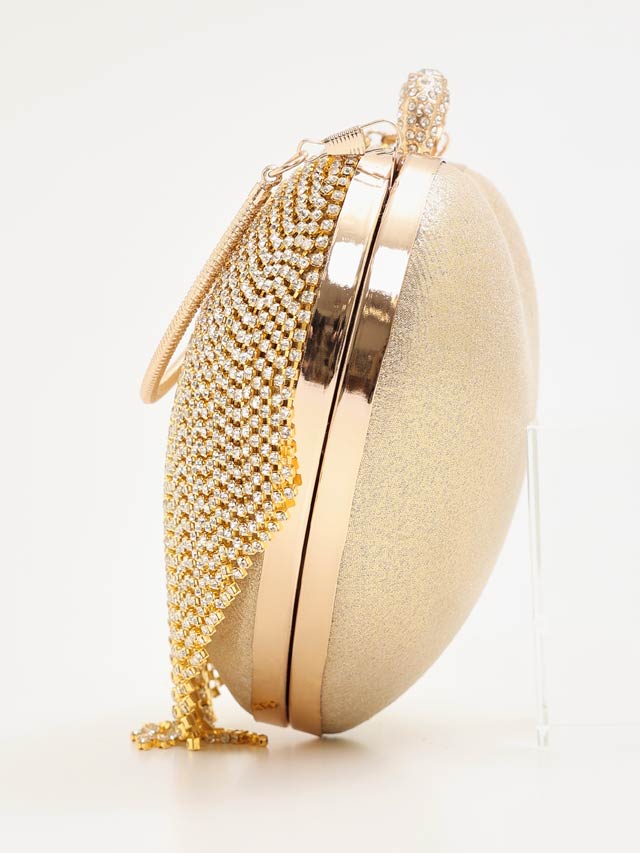 [2way]ビジューフリンジハートクラッチバッグ