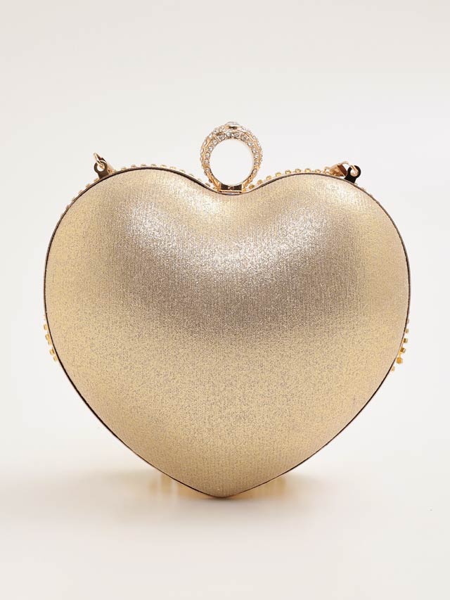 [2way]ビジューフリンジハートクラッチバッグ