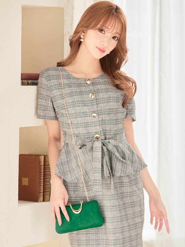 ワンカラースエードゴールドバックルクラッチバッグ