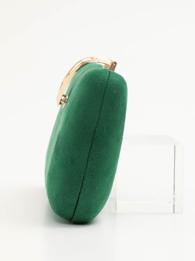 ワンカラースエードゴールドバックルクラッチバッグ