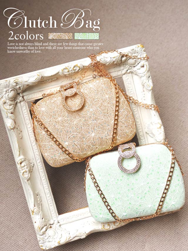 グリッターサークルビジューチェーンハンドバッグ