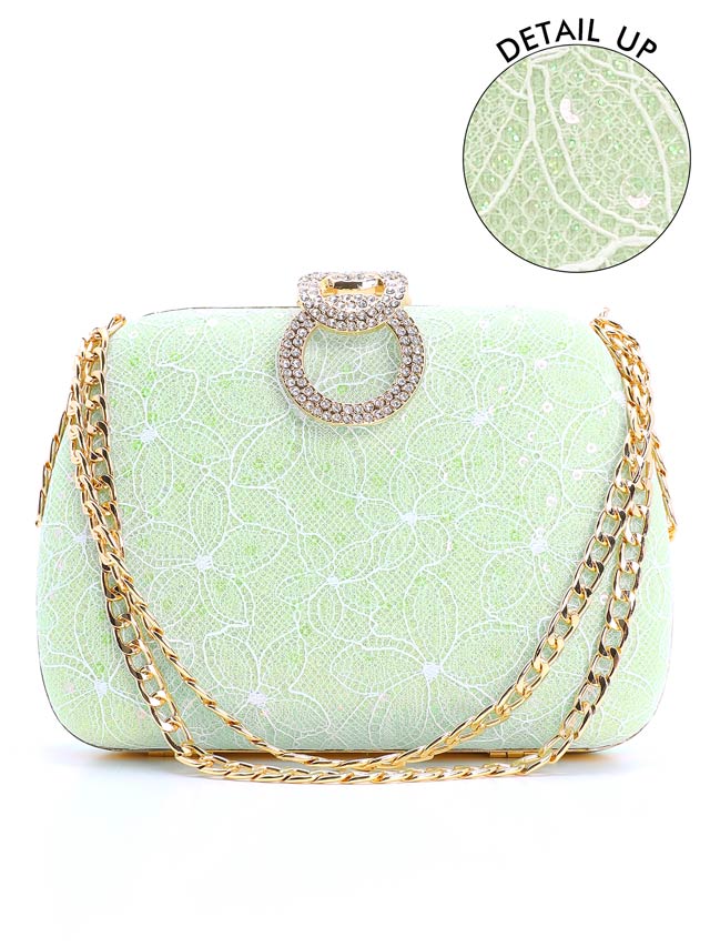 グリッターサークルビジューチェーンハンドバッグ