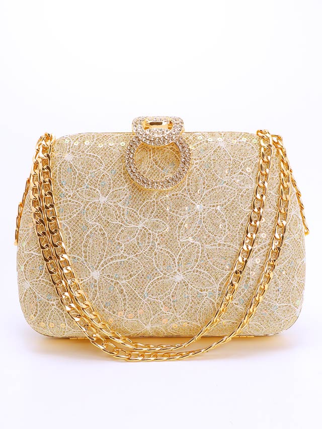 グリッターサークルビジューチェーンハンドバッグ