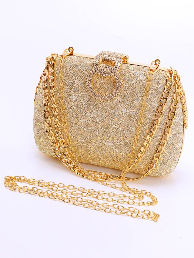 グリッターサークルビジューチェーンハンドバッグ