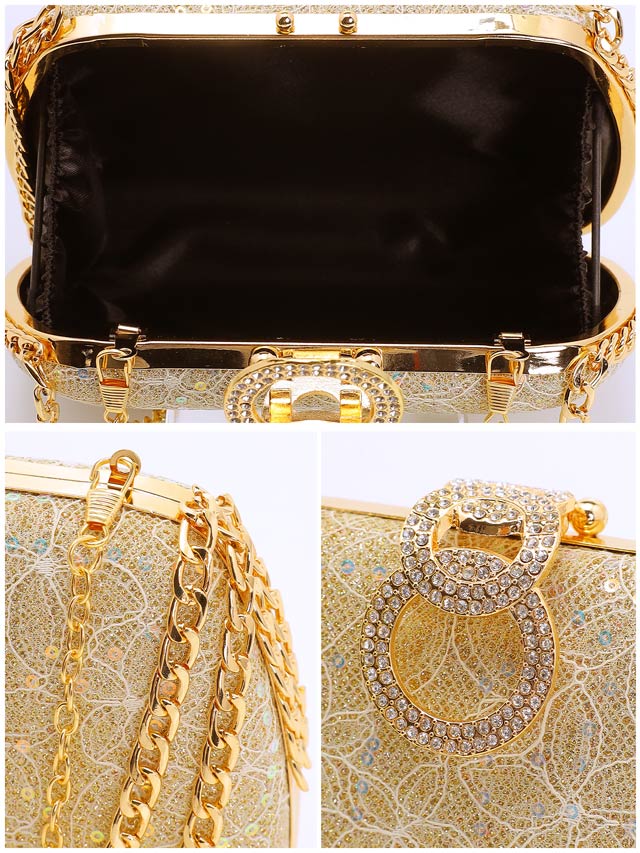 グリッターサークルビジューチェーンハンドバッグ