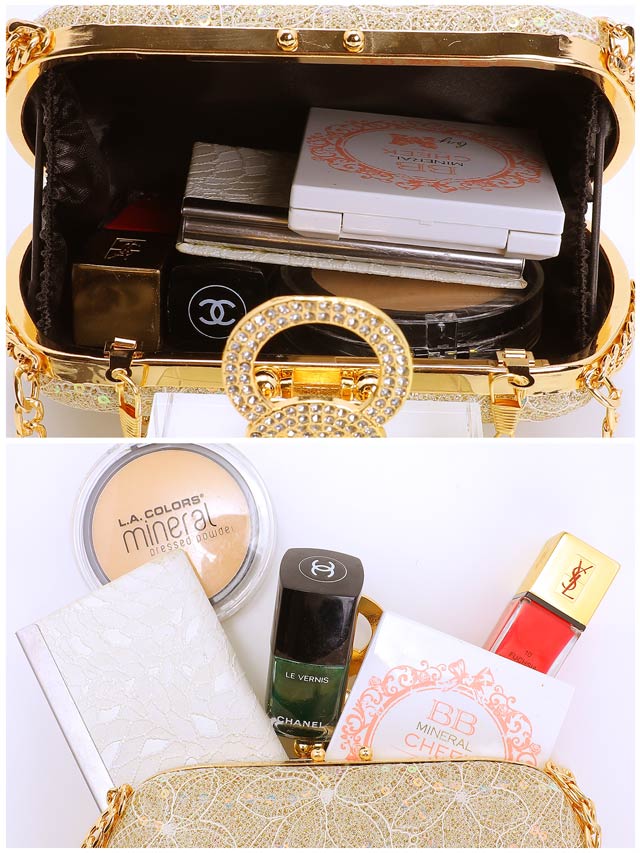 グリッターサークルビジューチェーンハンドバッグ