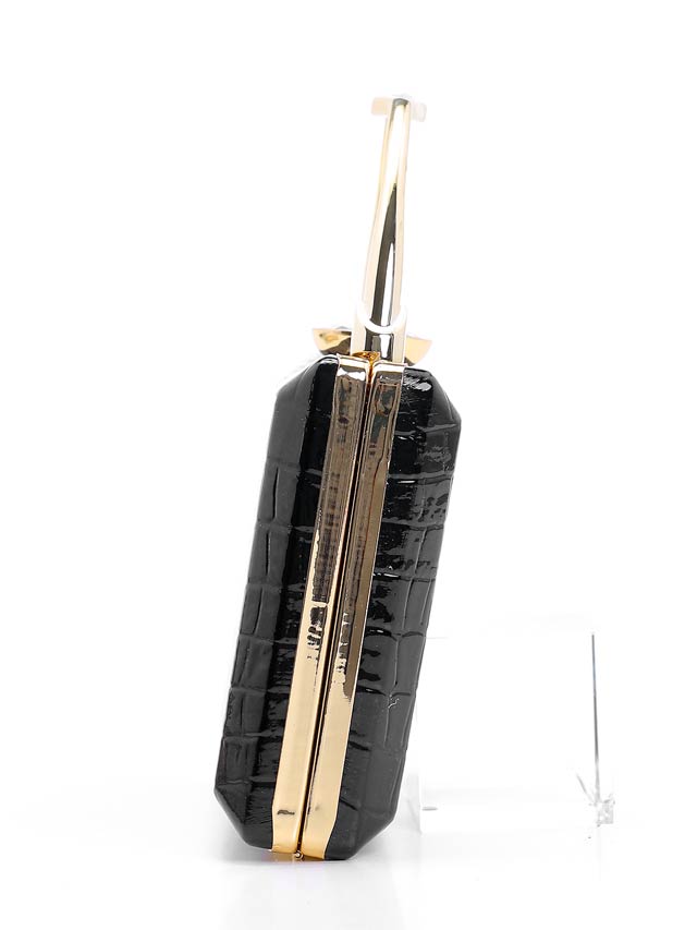 [2way]クロコ調ビジューゴールドハンド＆ショルダーバッグ