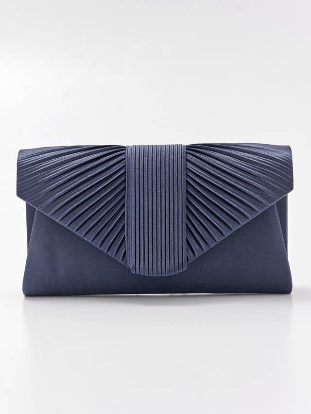 [2way]サテンプリーツデザインクラッチバッグ