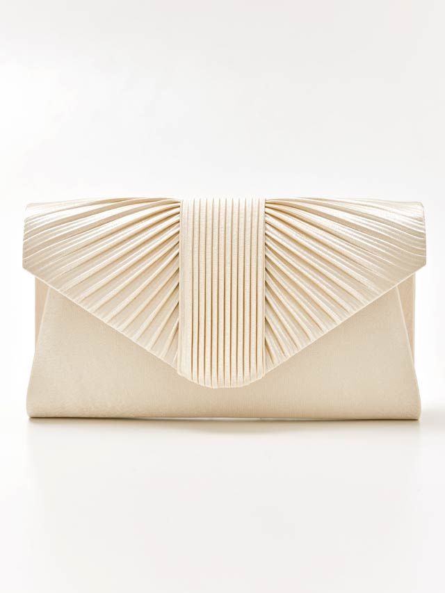 [2way]サテンプリーツデザインクラッチバッグ