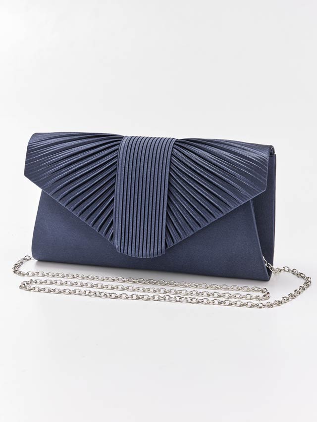 [2way]サテンプリーツデザインクラッチバッグ