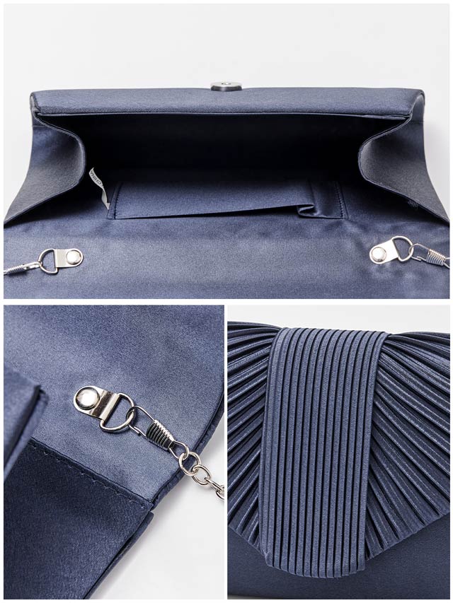 [2way]サテンプリーツデザインクラッチバッグ