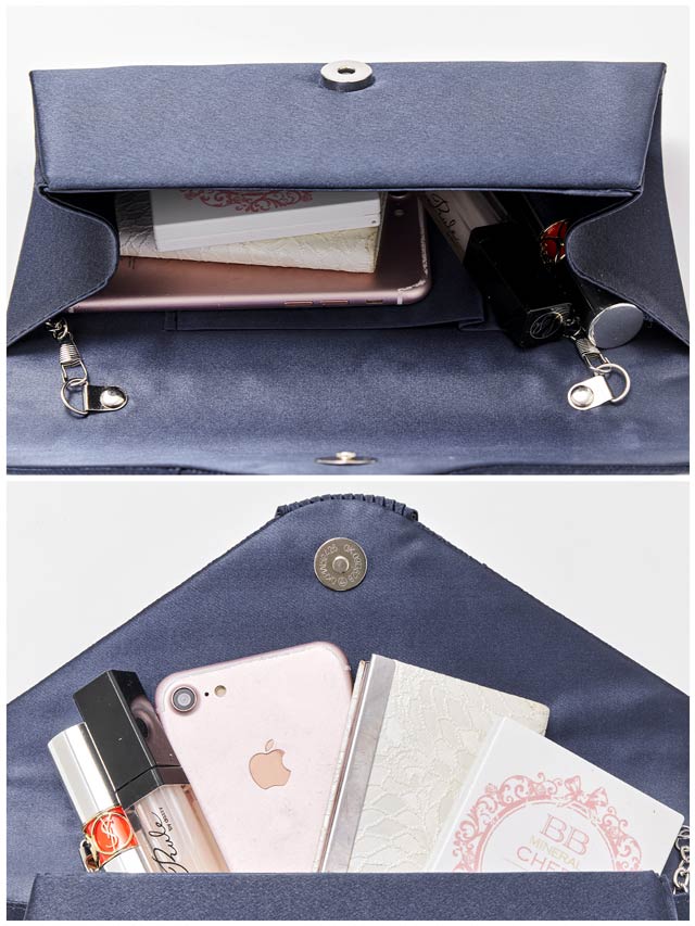 [2way]サテンプリーツデザインクラッチバッグ