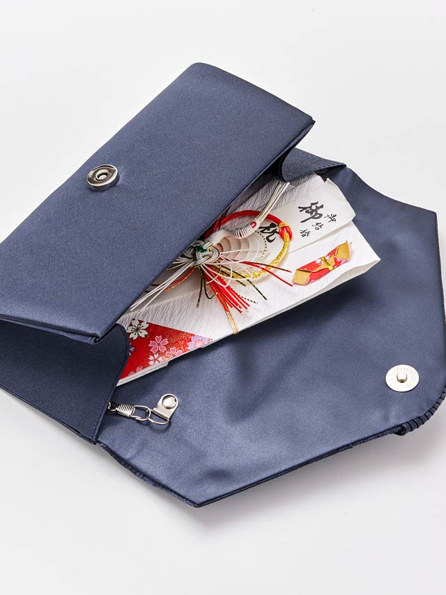 [2way]サテンプリーツデザインクラッチバッグ