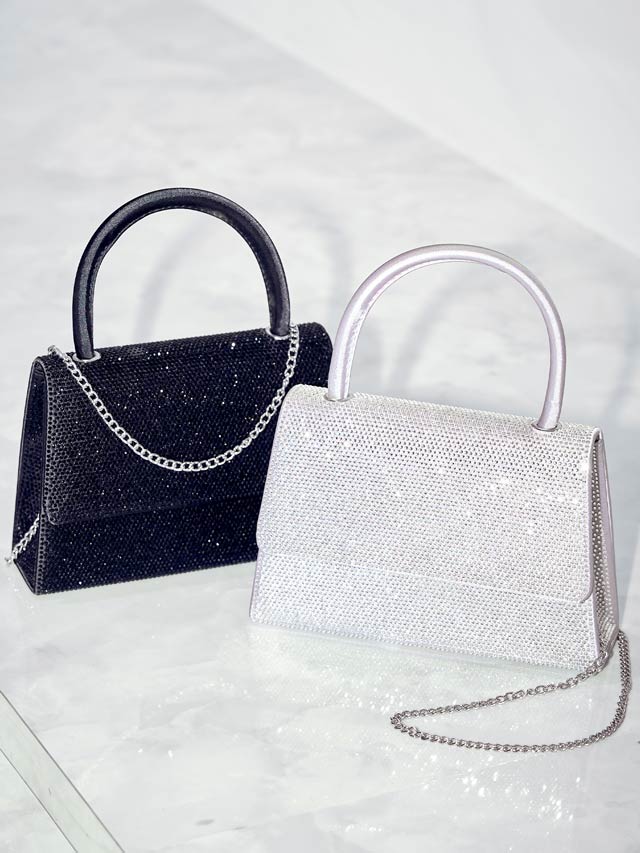 [2way]ワンカラーラインストーンハンドバッグ