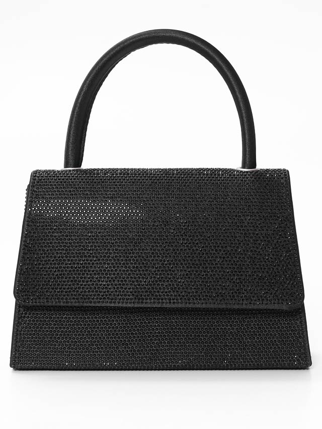 [2way]ワンカラーラインストーンハンドバッグ