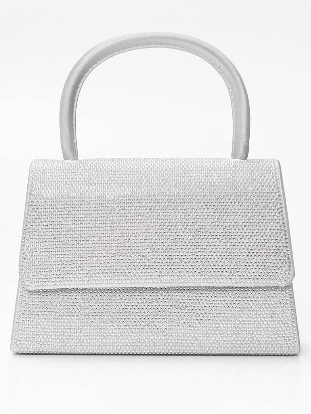 [2way]ワンカラーラインストーンハンドバッグ